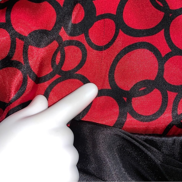 Red Black Girls’ Satin Dress Circle Pattern 6-7 Summer Sundress Bow - Picture 8 of 11